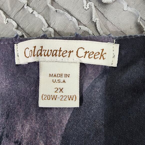 Coldwater Creek Tank Top Shell Womens 2X 20W 22W Black Gray Ombre Feather Ruffle - Picture 6 of 7